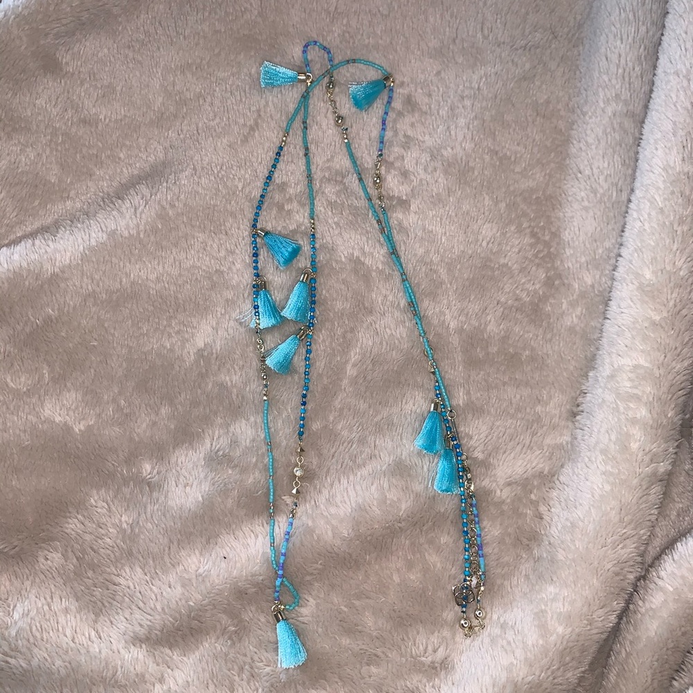 Kendra Scott Turquoise Blue Tassel Lariat Necklace